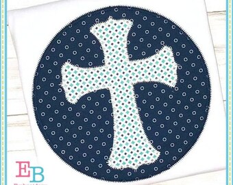 Circle Cross Zigzag Applique: Easter Embroidery Design (Digital File)