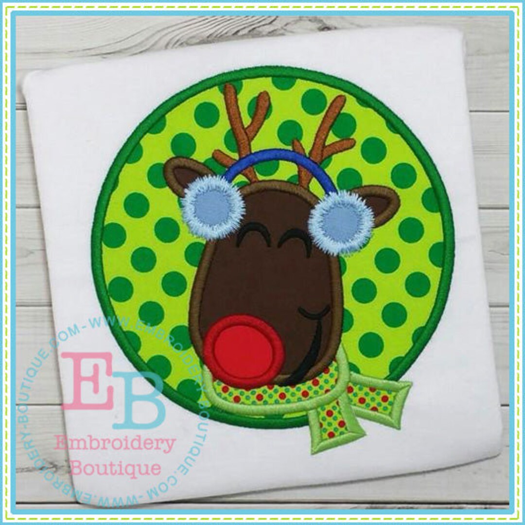 Rudolph Circle Applique, INSTANT DOWNLOAD, Multiple Sizes & Formats ...