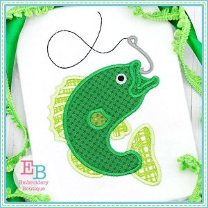 Bass Fish Applique, INSTANT DOWNLOAD, Multiple Sizes & Formats, Machine Embroidery Digital File, Summer Fishing Design