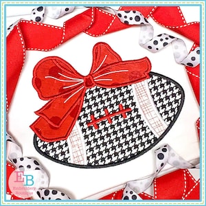Football Big Bow Satin Applique, INSTANT DOWNLOAD, Multiple Sizes & Formats, Machine Applique Embroidery Digital File, Fall Sports Design