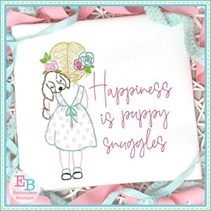 Girl Puppy Words Watercolor Embroidery Design, INSTANT DOWNLOAD, Multiple Sizes and Formats, Machine Embroidery Digital File, Pet Dog Design