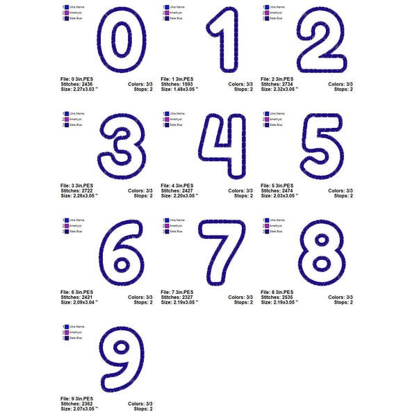 Applique Numbers Set: Machine Embroidery Digital Design (instant ...