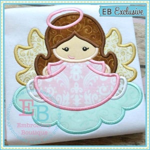 Angel Applique, INSTANT DOWNLOAD, Multiple Sizes & Formats, Machine Applique Embroidery Digital File, Festive Christmas Angelic Design