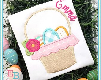 Easter Basket Egg Applique: Spring Machine Embroidery File (Instant Download)