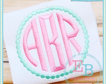 Circle Monogram Embroidery Font: Machine Embroidery Design (Digital Download)