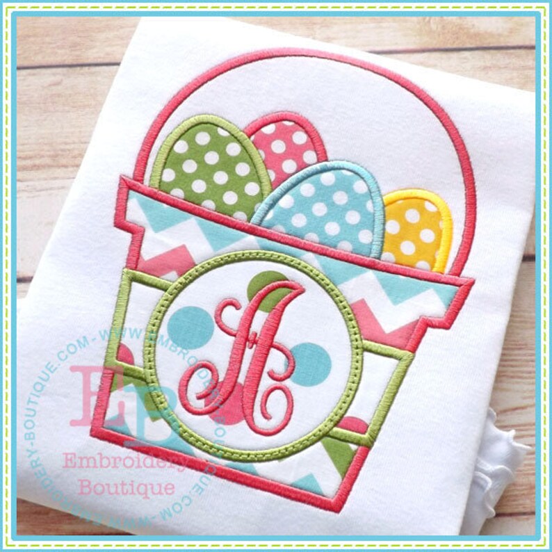 Monogram Easter Basket Machine Embroidery Design (digital File) - Etsy