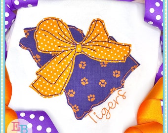 South Carolina Bean Stitch Applique with Bow (Digital File)