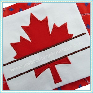 Split Maple Leaf Applique, INSTANT DOWNLOAD, Multiple Sizes & Formats, Machine Applique Embroidery Digital Design File, Canada Emblem Design