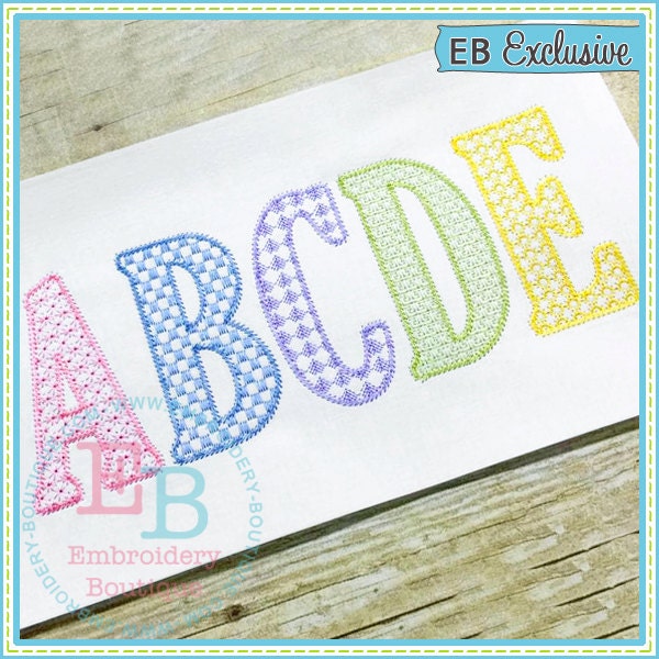 Uppercase Sketch, Motif Fill , 5 Full Alphabets, INSTANT DOWNLOAD, Multiple Sizes & Formats, Machine Embroidery Digital Design File