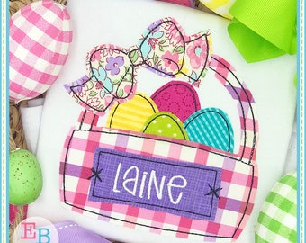 Easter Eggs Basket Applique: Vintage Holiday Machine Embroidery Design (Digital Download)