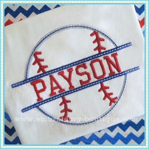 Split Baseball Applique, INSTANT DOWNLOAD, Multiple Sizes & Formats, Machine Embroidery Digital File, Fun Baseball Sport Design