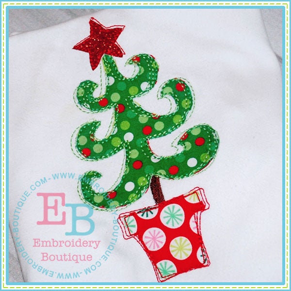 Scribble Whimsy Tree Applique, INSTANT DOWNLOAD, Multiple Sizes & Formats, Machine Applique Embroidery Digital File, Festive Christmas Tree