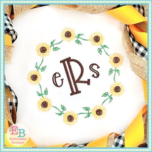 Sunflower Embroidery Frame, INSTANT DOWNLOAD, Multiple Sizes & Formats, Machine Embroidery Digital File, Fun Spring Floral Design