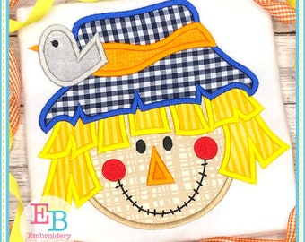 Scarecrow Boy Satin Applique: Fall Embroidery Design (Instant Download)