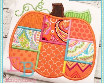 Patchwork Pumpkin Applique: Fall Embroidery Design (Digital File)