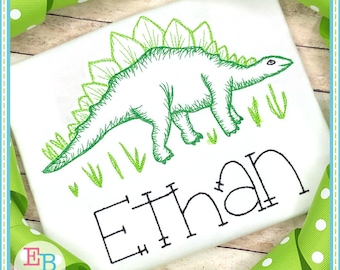 Vintage Stitch Stegosaurus Embroidery Design (Digital Download)