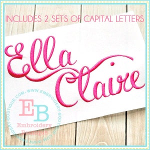 Ella Claire Embroidery Font, INSTANT DOWNLOAD, Multiple Sizes and Formats, Machine Embroidery Digital Design File, Alphabet Letters