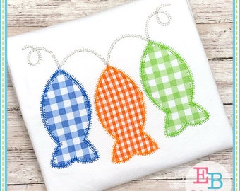 Fish Applique Machine Embroidery Design: Zigzag Stitch (Digital File)