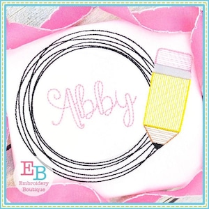 Pencil Frame Sketch Design, INSTANT DOWNLOAD, Multiple Sizes & Formats, Machine Embroidery Digital File, Back to School, Kids Design