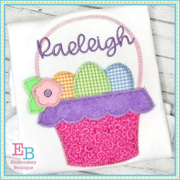 Easter Basket Zigzag Applique: Machine Embroidery File (instant
