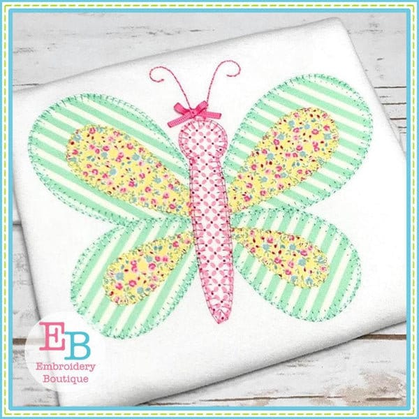 Butterfly Blanket Stitch Applique, INSTANT DOWNLOAD, Multiple Sizes & Formats, Machine Embroidery Digital File, Fun Spring Design