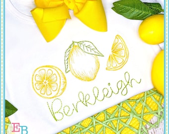 Three Lemons Sketch Embroidery Design: Summer Fun (Digital File)