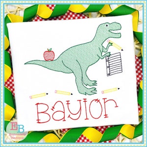 Sketch School Dinosaur Embroidery Design, INSTANT DOWNLOAD, Multiple Sizes & Formats, Machine Embroidery File, Apple Pencil Schoolwork