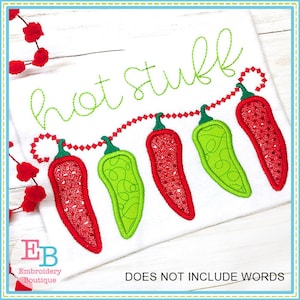 Chili Pepper Swag Applique: Machine Embroidery Design (Digital File)