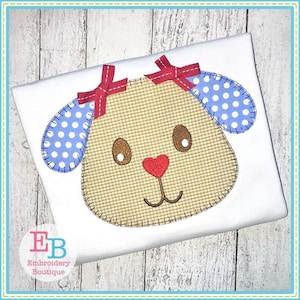 Puppy Head Blanket Stitch Applique, INSTANT DOWNLOAD, Multiple Sizes and Formats, Machine Embroidery Digital Design File, Pet Dog Design
