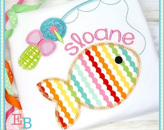 Fish Applique Machine Embroidery Design: Zigzag Stitch (Digital File)