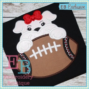 Football Bulldog Girl Mascot Applique, INSTANT DOWNLOAD, Multiple Sizes and Formats, Machine Embroidery Digital File, Fun Sports Girl Design