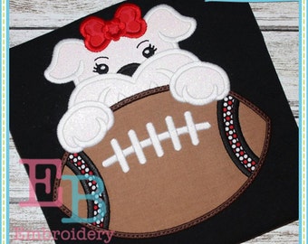Football Bulldog Girl Mascot Applique, INSTANT DOWNLOAD, Multiple Sizes and Formats, Machine Embroidery Digital File, Fun Sports Girl Design