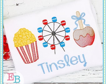 Fair Trio Sketch Embroidery Design: Summer Fun (Digital Design File)