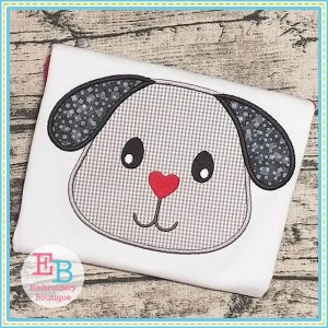 Puppy Head Applique, INSTANT DOWNLOAD, Multiple Sizes and Formats, Machine Embroidery Digital Design File, Pet Dog Design