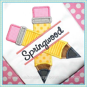 Split Pencils Applique, INSTANT DOWNLOAD, Multiple Sizes & Formats, Machine Embroidery Digital File, Back to School, Kids Design