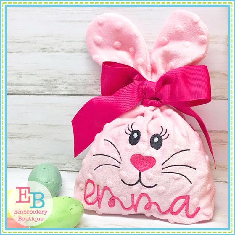ITH Girl Bunny Treat Bag In the Hoop Project Bunny Face Etsy España