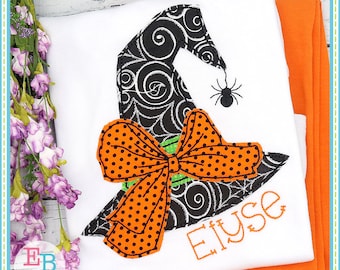 Big Bow Witch Hat Applique: Halloween Embroidery Design (Digital File)