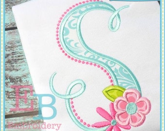 Bella Fleur Applique Alphabet, INSTANT DOWNLOAD, Multiple Sizes and Formats, Machine Applique Embroidery Digital Design File, Flower Font