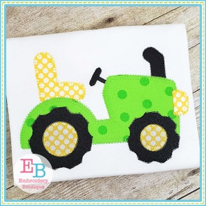 Tractor Blanket Stitch Applique Design, INSTANT DOWNLOAD, Multiple Sizes & Formats, Machine Embroidery Digital File, Fun Farm Boy Birthday