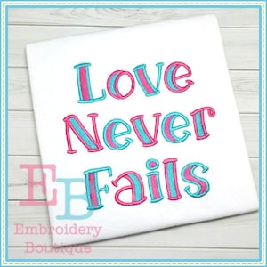 Love Never Fails Embroidery Font: Applique Alphabet (Digital Design)