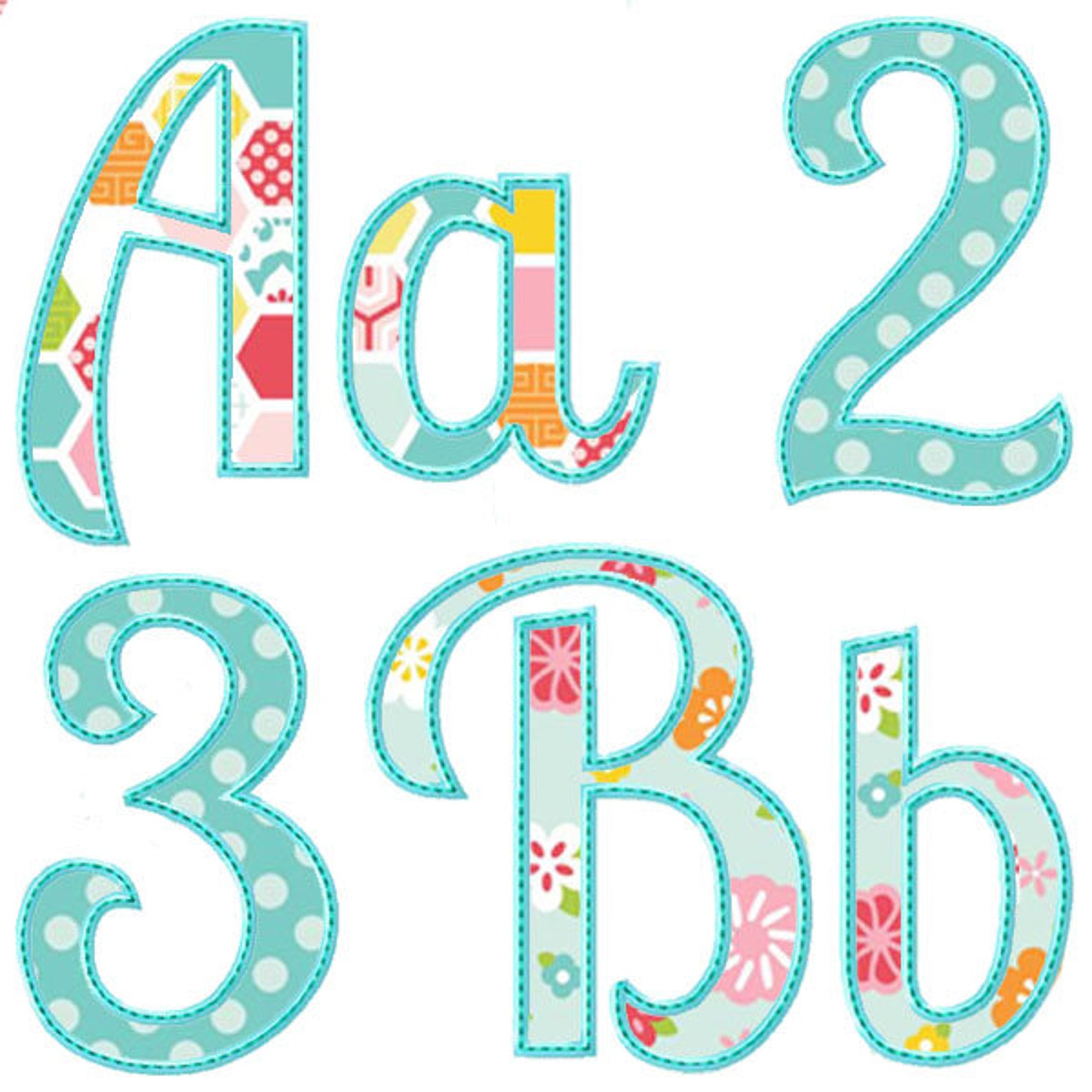 Summer Applique Alphabet Instant Download Applique Font Etsy
