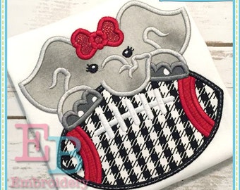 Football Elephant Girl Applique, INSTANT DOWNLOAD, Multiple Sizes and Formats, Machine Embroidery Digital File, Fun Sports Girl Design