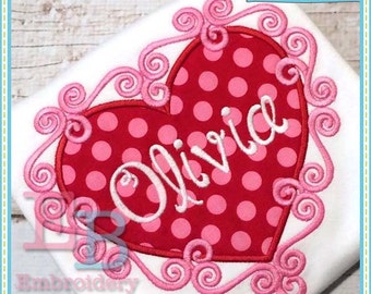 Flourish Heart Applique: Machine Embroidery Design (Digital Download)