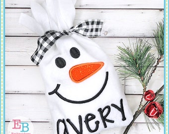 ITH Snowman Treat Bag, INSTANT DOWNLOAD, Multiple Sizes & Formats, Machine Embroidery Digital File, In the Hoop Project Christmas Favor Bag