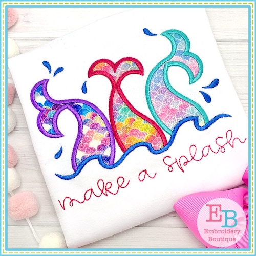 Mermaid Tails Applique Machine Embroidery Design (Digital File)