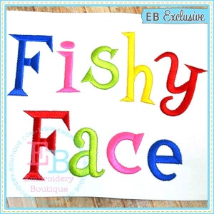 Fishy Face Embroidery Font, INSTANT DOWNLOAD, Multiple Sizes and Formats, Machine Embroidery Digital Design File, Alphabet Letters