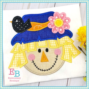 Scarecrow Girl Satin Applique, INSTANT DOWNLOAD, Multiple Sizes & Formats, Machine Embroidery File, Fall Thanksgiving Halloween Girl Design