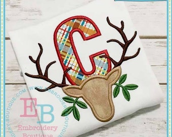 Deer Farmhouse Applique Alphabet: Machine Embroidery Digital File (INSTANT DOWNLOAD)