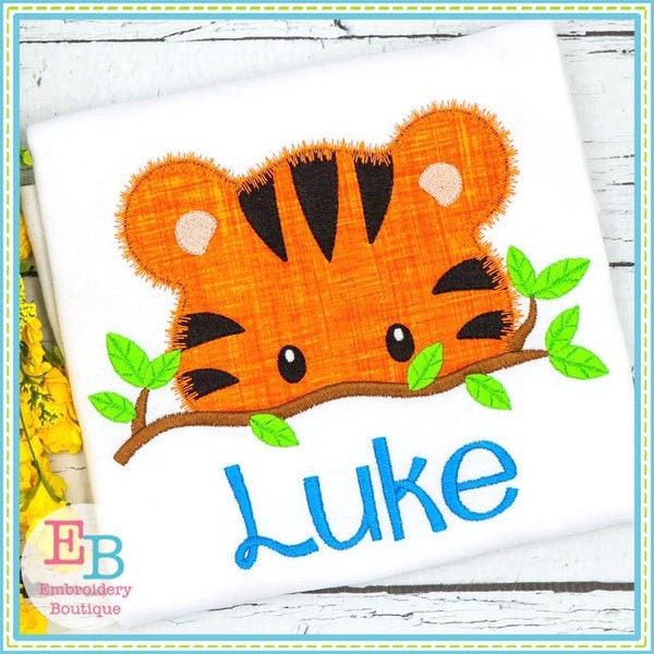 Tiger Peeker Applique, INSTANT DOWNLOAD, Multiple Sizes & Formats, Machine Applique Embroidery Digital File, Jungle Animals