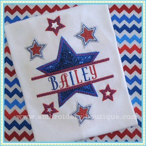 Split Stars Applique, 4th July Design, INSTANT DOWNLOAD, Multiple Sizes & Formats, Machine Embroidery Digital File, Red White Blue Stars